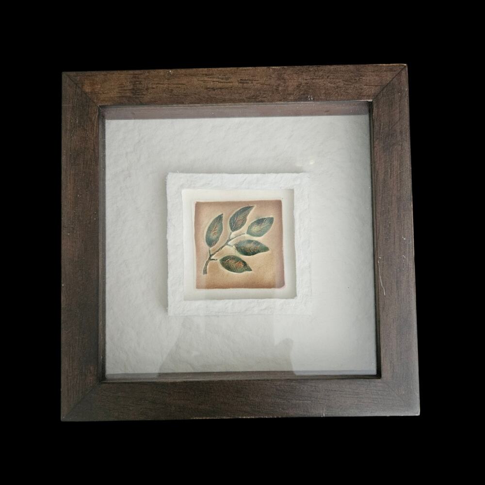 Framed Botanical Leaf Wall Art Shadow Box Decor Thailand Wood Frame